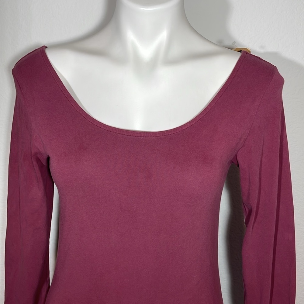 American Eagle Maroon Cotton Stretch Long Sleeve Bodysuit Strappy New Large - Picture 3 of 9